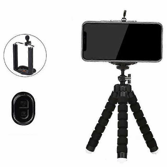 Phone Tripod, Flexible Mini Travel Tripod For Smartphone Sports Camera Mobile Phone 5.5 Inch Adjustable Holder With Mounted Bluetooth Remote Shutter