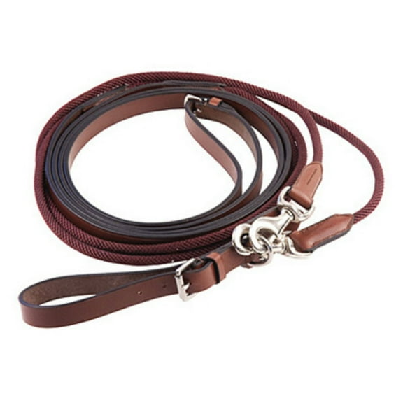 Henri de Rivel Advantage Draw Reins - Rounded Nylon / Leather Snap Havana