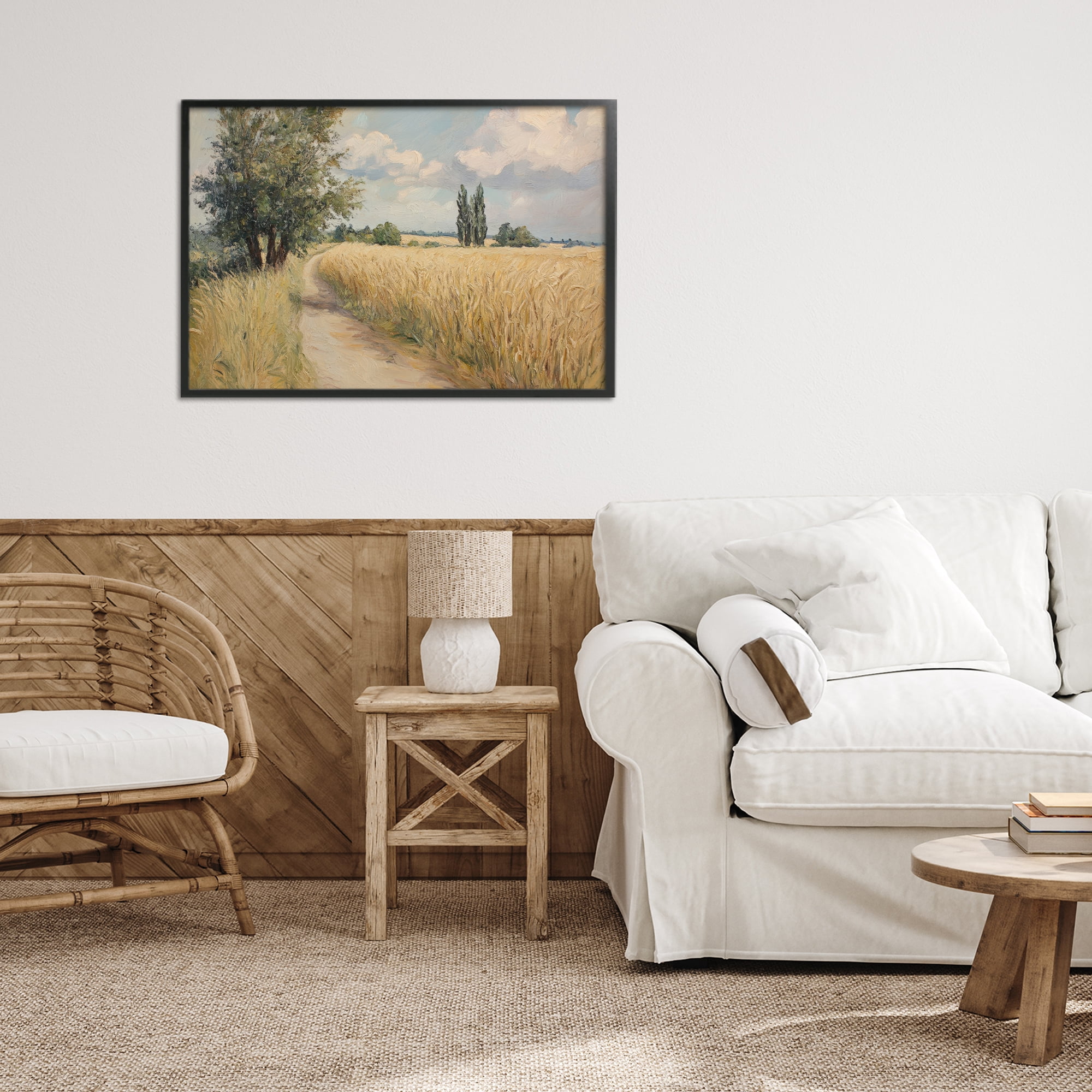 Stupell Industries Quiet Path Through Wheat Black Framed Giclee Art, design by Petal Prints Design