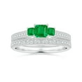 thumbnail image 4 of Angara Natural 0.3 Ct. Emerald with Emerald Vintage Inspired Ring in 14K White Gold for Women (Ring Size: 11.5), 4 of 10