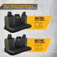 thumbnail image 4 of Cat Flexfit Green Rear Seat Cover for Car – Durable Canvas & Mesh Design 60/40 Split Bench Protector for Cars, Trucks & SUVs – Back Seat Cover for Rear Bench – Interior Car Accessory, 4 of 9