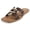 Brown PU, variant on Shoes Women Slip-On Sandals H-Band Flat Flip-Flops Slides Gold Buckle Square Toe FENG-S Beige Natural Raffia 9