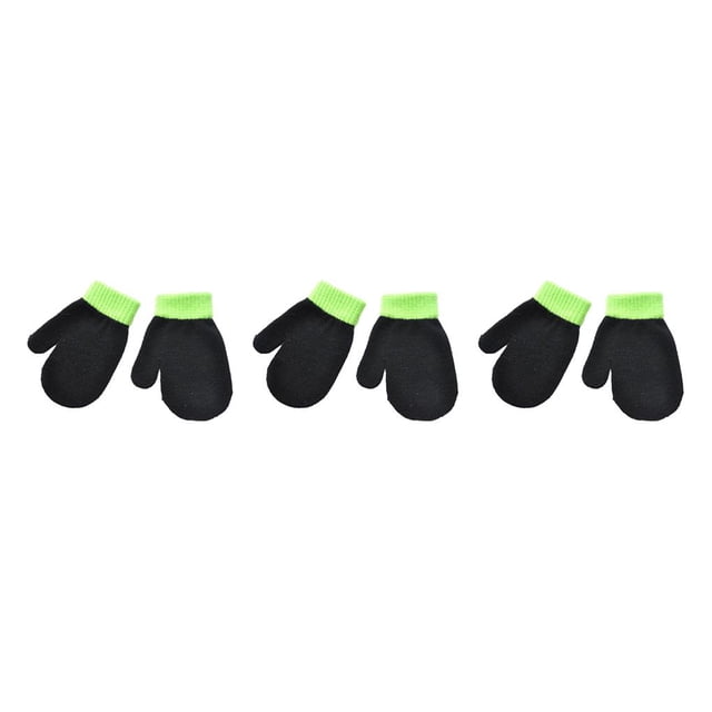 Sonducket 1 par de manoplas para niños, accesorio de ropa cómoda, Color sólido, tejido térmico, manoplas para niñas, niños, para invierno, negro Type1 NO1 Sonducket CBP341924