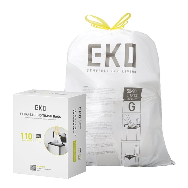 Bolsas de basura EKO extra fuertes, 80 litros, 110 unidades, 21 galones, paquete de 110
