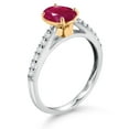 thumbnail image 3 of Gem Stone King 10K Yellow and White Gold Red Ruby and White Lab Grown Diamond Engagement Ring for Women (1.78 Cttw, Oval 8X6MM, Gemstone July Birthstone, Available in Size 5, 6, 7, 8, 9), 3 of 4