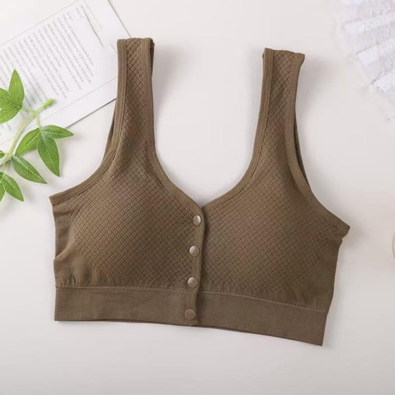 Xucatan Full Coverage Sports Bra for Women, Front Button Wirefree Wide Strap Bra for Plus Size, Breathable Seamless Racerback, Lightly Lined Minimizer Gift
