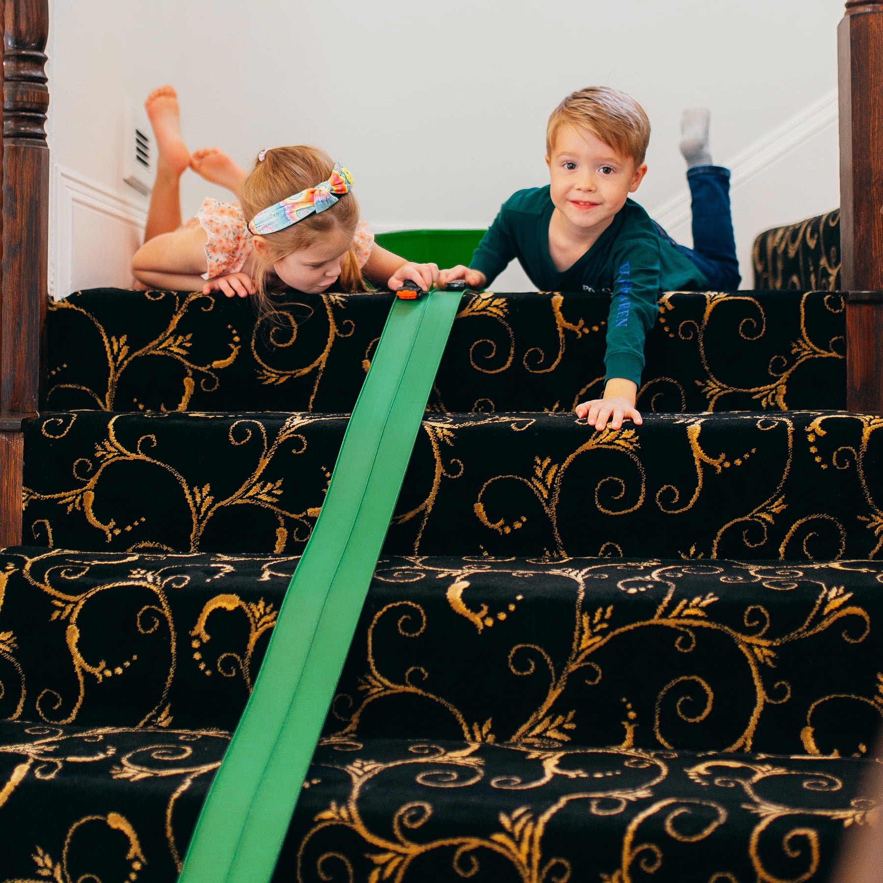 Valchemist FlexTrack 5000 Green Flexible Race Car Track for Kids Toy with Suction Cups Compatible with Hot Wheels and Diecast 1/64th Cars and More 15 Feet Long Rolls Up Portable Racetrack
