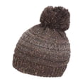 thumbnail image 1 of Gravity Threads Bonnet Épais en Tricot Torsadé Chaud avec Pompon, Brun, 1 of 2