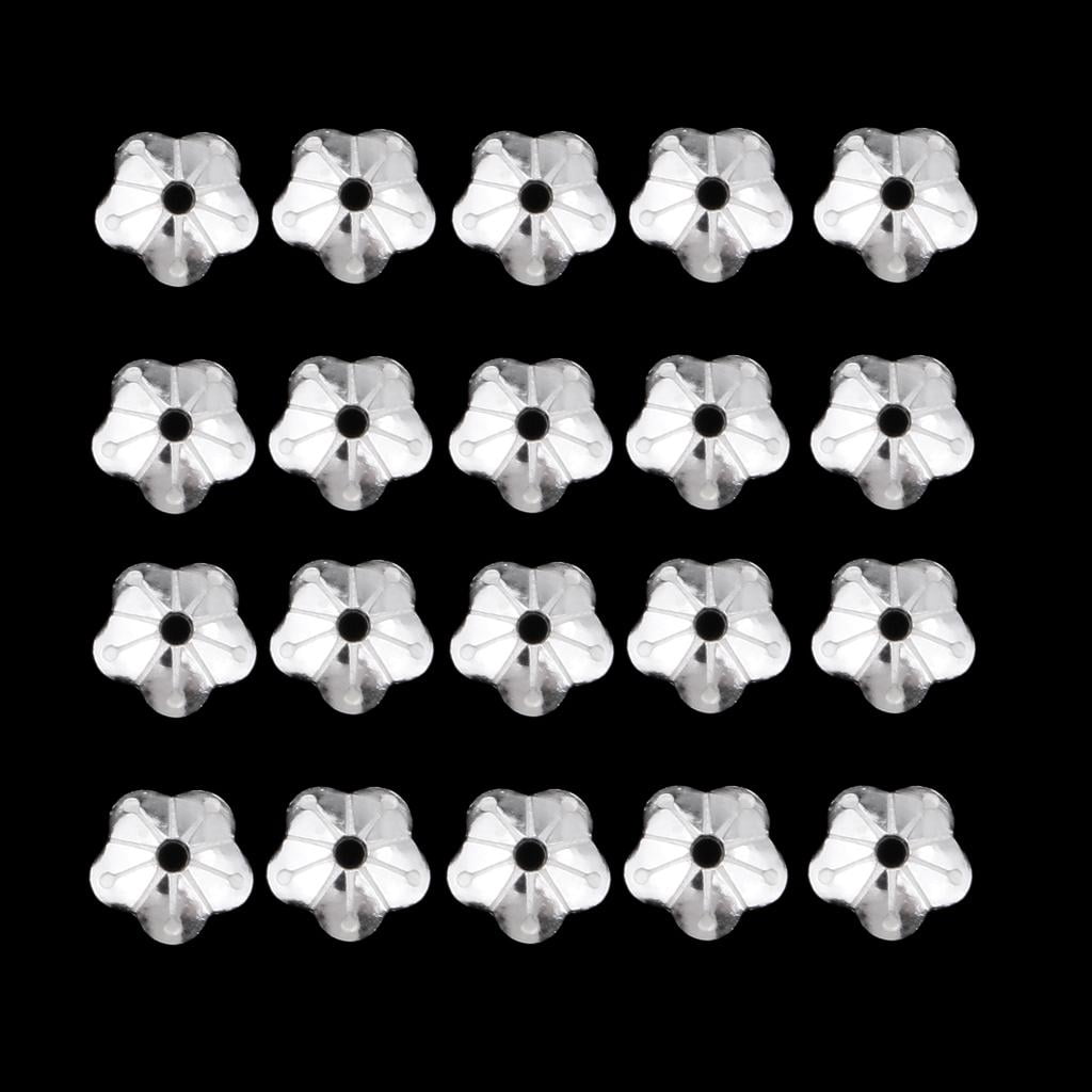 GUOOL 2x20 Pieces 925 Sterling beads of flower Caps Jewelry Making Findings 4mm Silver