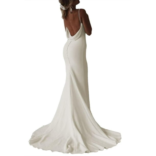 Vestido de novia SHANDUAO Simple Boho con cuello en V Sirena Satinado 2025