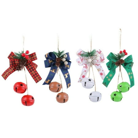4-Pack Bell Ornaments 9.84Inch Christmas Tree Hanging Bells for Festive Holiday Cheer Elegant Bow Accent with Sturdy Metal Feature Seasonal Decoration for Patio Farmhouse Porch Garden Yard Wall 4-Pack Bell Ornaments 9.84Inch Christmas Tree Hanging Bells for Festive Holiday Cheer Elegant Bow Accent with Sturdy Metal Feature Seasonal Decoration for Patio Farmhouse Porch Garden Yard Wall