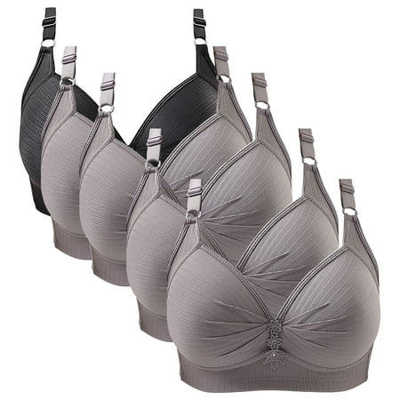 Gray Bras For Women  Cotton Strapless Bra  Thin Laceless Steel Ring Comfortable Breathability Underwear Large Size Brater Buckle Female Bra Deep V Neck Vest Bralette Wireless Seamless Bra