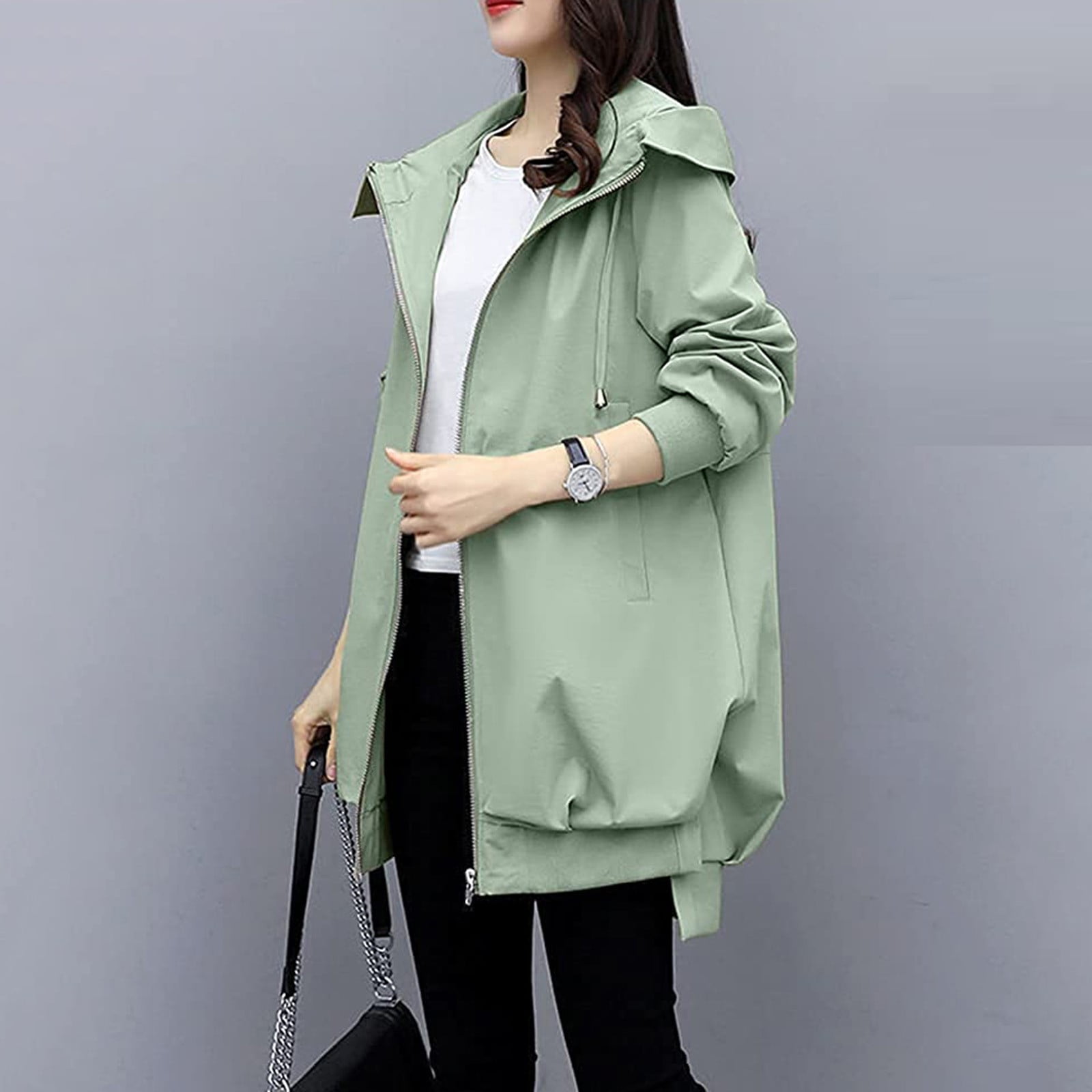 snowsong Women Solid Windbreaker Winter Fashion Loose Hoodie