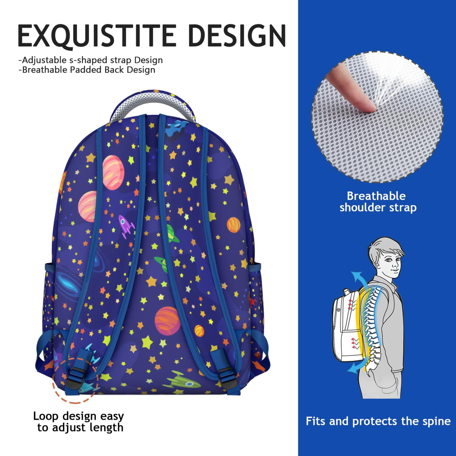 Space Geek Star Moon Sun Backpack - Waterproof & Spacious for College Students