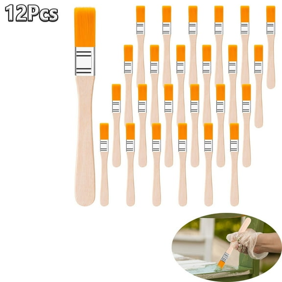 Tutuviw 12Pcs 5" Small Edge Paint Brush, Soft Bristle Paint Brush with Wood Handle, 0.5" Width DIY Latex Paint Brush, Trim Painting Tool for Walls Touch Up, Cabinets Fences Edge, Furniture
