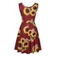 thumbnail image 2 of snowsong Summer Dress,Sundresses for Women Women Sleeveless Sunflower Print Summer Beach A Line Casual Dress Party Dress Beach Dress,Vacation Dresses,Hawaiian Dresses Wine Dress M, 2 of 7