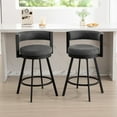 thumbnail image 3 of Zesthouse 26.6″ Swivel Bar Stools Set of 2, Linen Upholstered Counter Height Chairs with Barrel Back Metal Legs, Modern Barstools for Kitchen Island, Dark Gray, 3 of 11