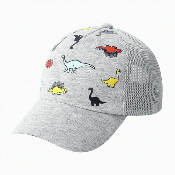 KPOPLK Dinosaur Boys Girls Caps Embroidery Baby Baseball Caps Cotton Toddler Kids Hat Spring Summer Autumn(3-5 Years,Grey)