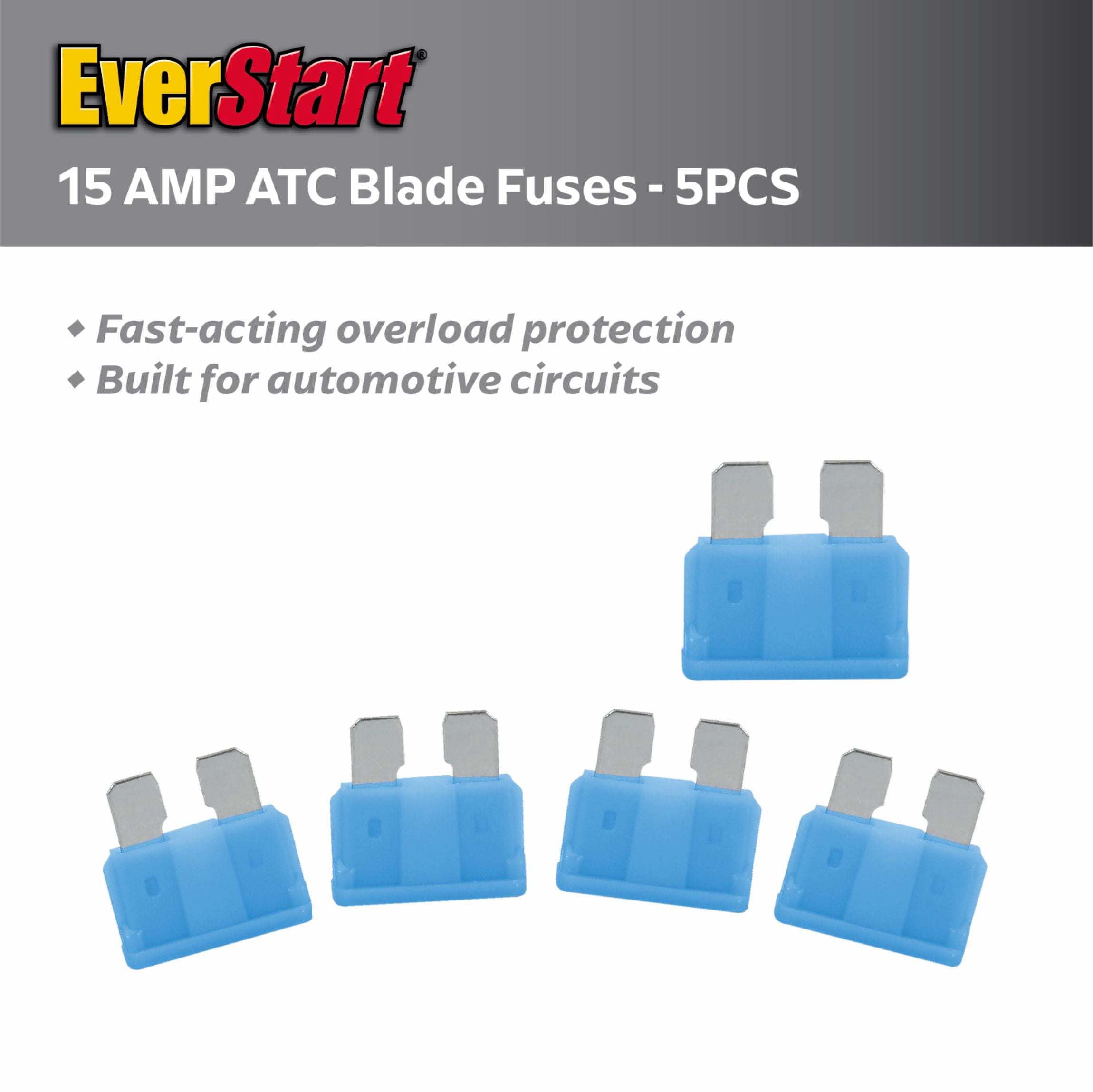 EverStart 15 Amp ATC Blade Fuses, UL Recognized Automotive Fuses, 5 pack