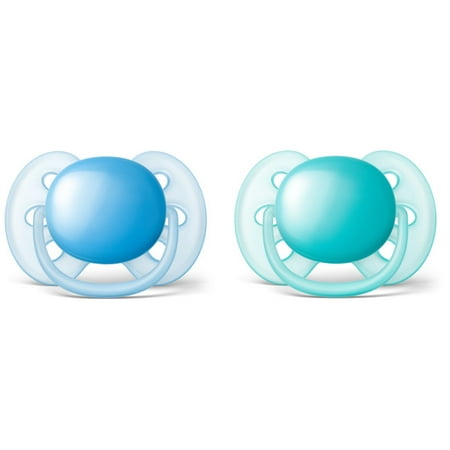 Philips Avent Ultra Soft Pacifier, 6-18 months, Blue/Teal, 2 pack, SCF212/22
