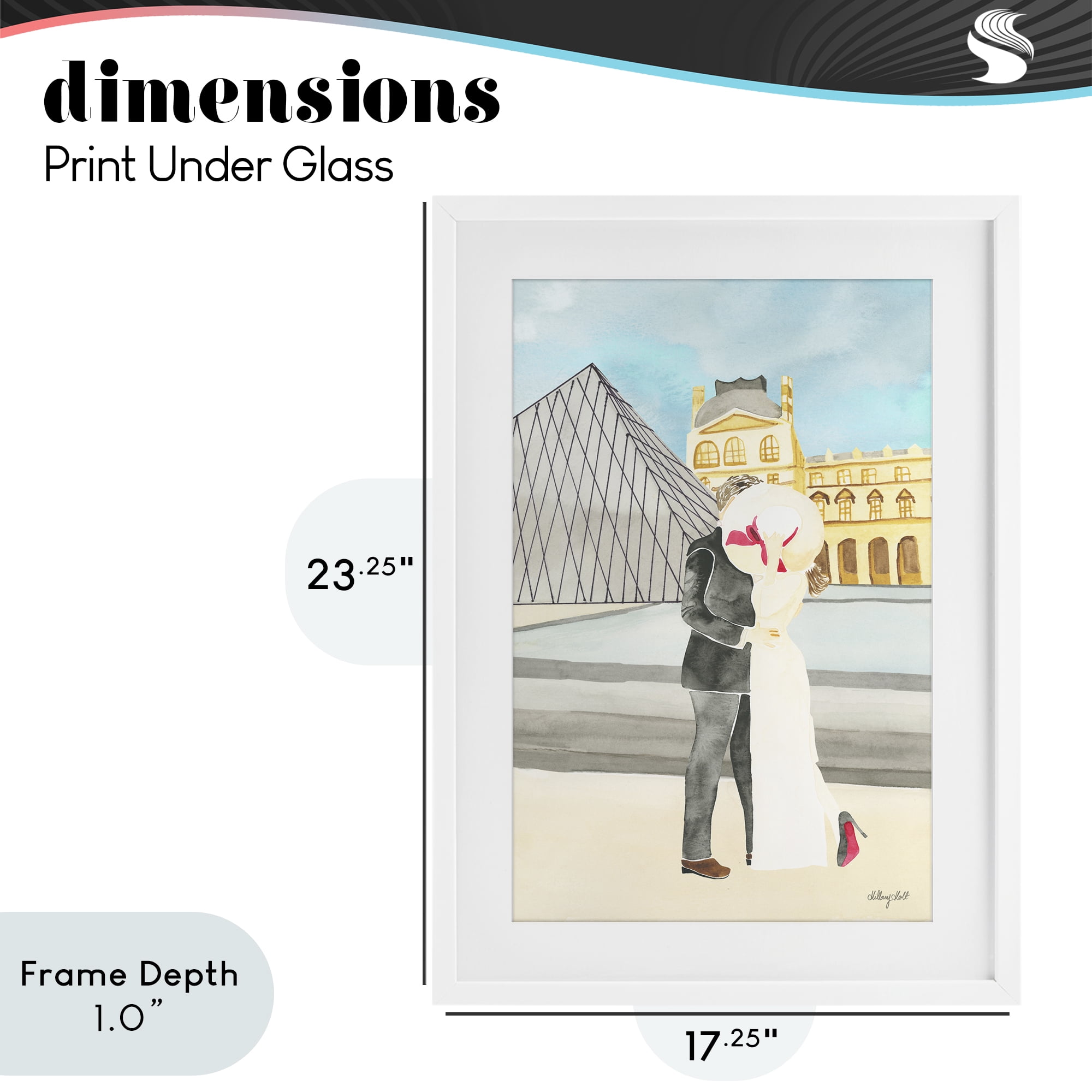 Stupell Industries Couple Embrace At The Louvre White Framed Print Under Glass, design by Hillary Holt