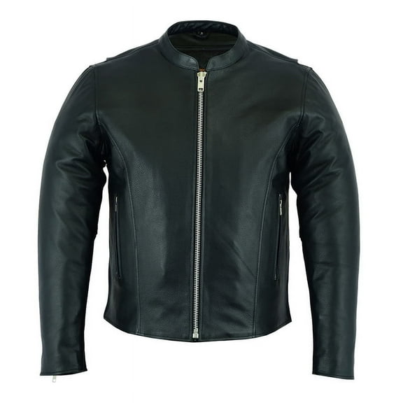 Daniel Smart S to 6XL Men’s Motorcycle Leather Jacket Scooter Leather Jacket with stripe detailing