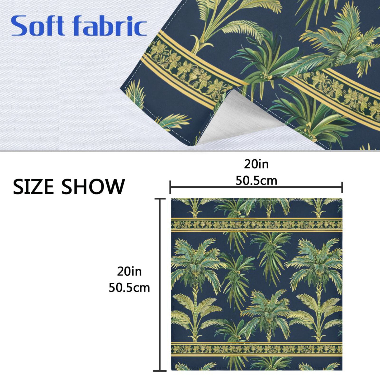 JSTEL Bohemian Palm Trees Leaves Cloth Napkins Set of 6, 20x20 Inch Washable and Reusable Napkin for Decoupage Dinner Party Everyday Use