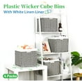 thumbnail image 2 of Wicker Cube Baskets with Liners Cube Storage Organizer for Shelves Closet 11 inch 4 Pack Decorative Hand-Woven Imitation Wicker Storage Bins for Organizing Pantry Bedroom Light Grey, 2 of 18