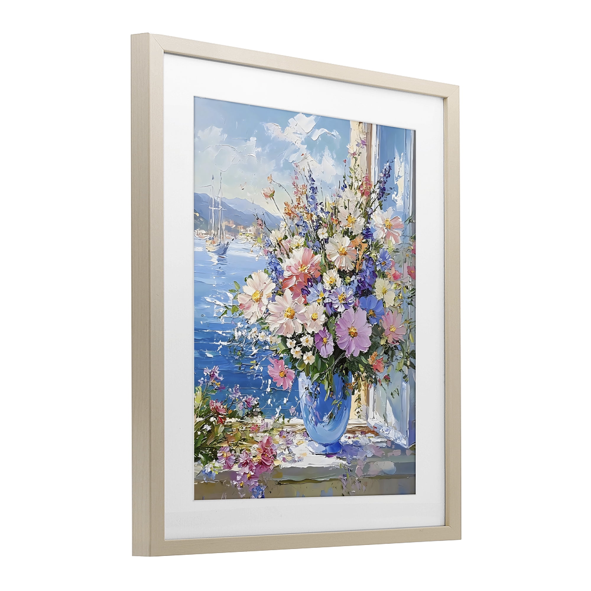 Stupell Industries Beautiful Bouquet on Ledge Birch Framed Print Under Glass, design by Creative Studio