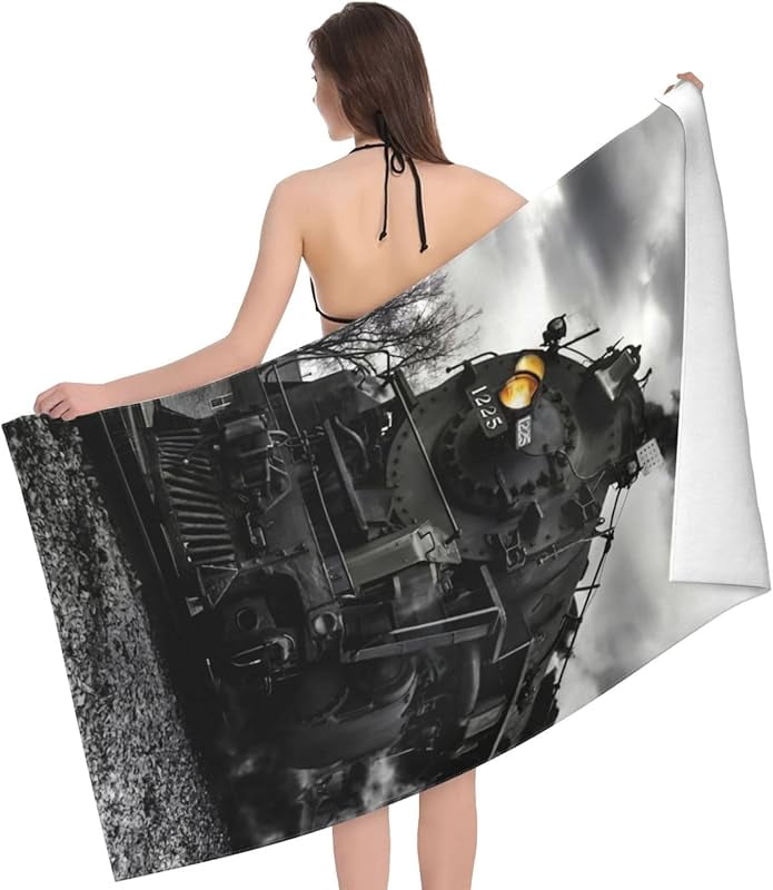 Train Beach Towel Large Sand Free Quick Dry Bath Towels Gift for Pool Bathroom Travel Cruise Ship Essentials