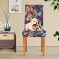 thumbnail image 4 of Yayeee 4 Pack Dining Chair Covers Stretch Parson Chairs Slipcovers Seat Protector, Blue Vibrant Leaves Pattern, 4 of 6