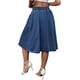 thumbnail image 3 of Falda de mezclilla midi A-line para mujer INSPIRE CHIC con cintura elástica y bolsillos XL azul, 3 of 6