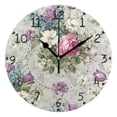 thumbnail image 4 of Purple White Pink Florals Vintage Round Wall Clock Silent Analog Battery Operated Gold Pointer Home Decor 9.84" Diameter, 4 of 11
