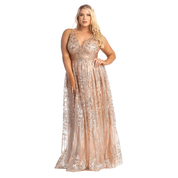 Women's Royal Queen Prom 2026 Dress Plus Size Rose Pink Gold 14