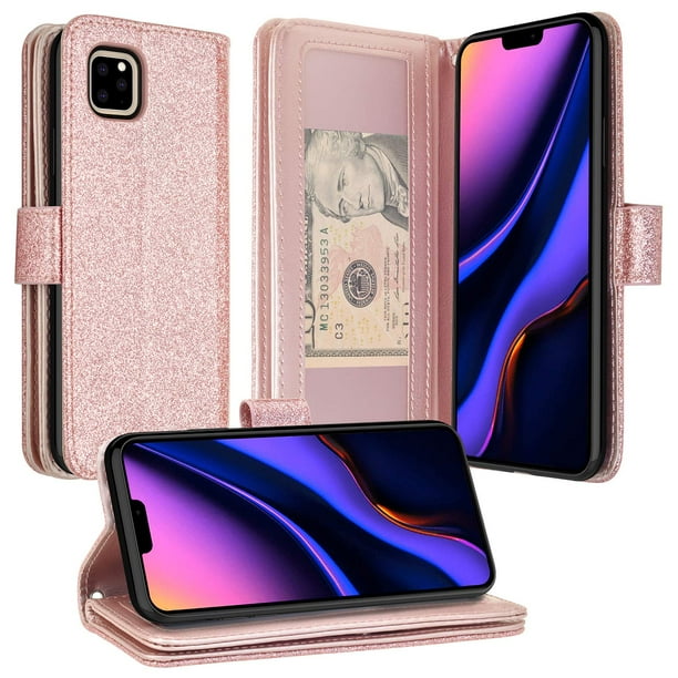 Case For Iphone 11 Pro Max Case Wallet Flip Pouch Cover Folio Kickstand Cute Girls Women Phone Case For Apple Iphone 11 Pro Max Glitter Rose Gold Walmart Com
