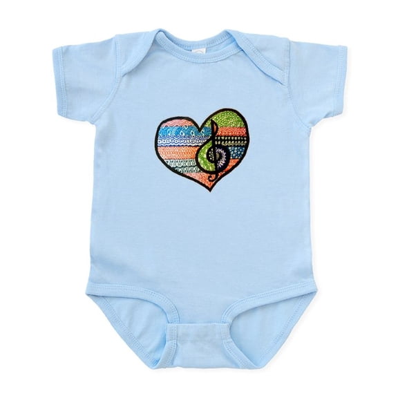 CafePress - Original Music Heart Treble Clef Art Body Suit - Baby Light Bodysuit, Size Newborn - 24 Months