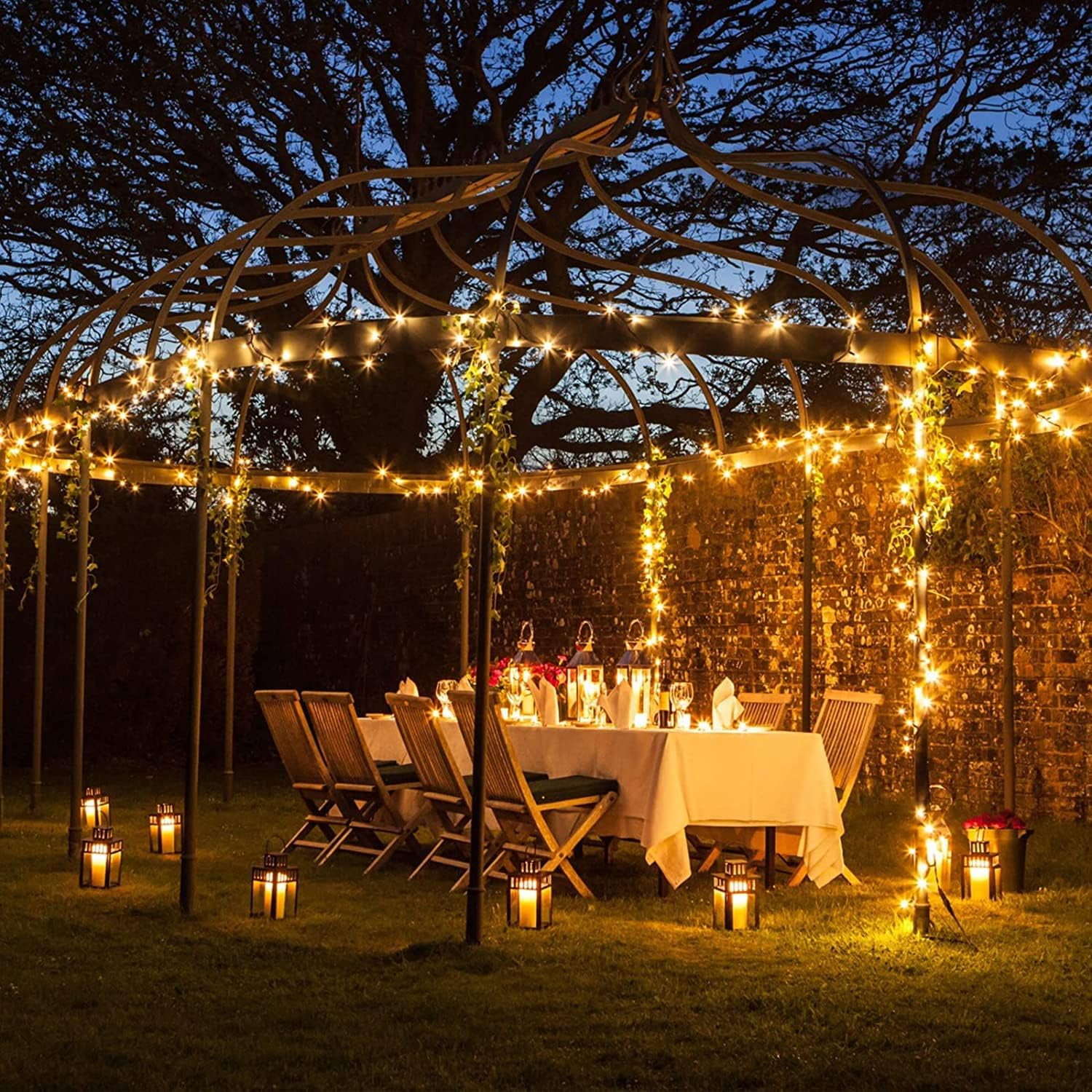 JMEXSUSS 2 Pack Warm White Solar String Lights for Outside, 200 LED 86ft Solar Christmas Lights Outdoor Waterproof, 8 Modes Green Wire Solar Tree Lights for Garden Patio Balcony Wedding Party