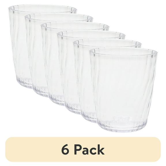 (6 pack) Mainstays 14-Ounce Acrylic Short Embossed Swirl Tumbler, Clear