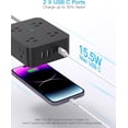 thumbnail image 4 of Power Strip Surge Protector,  8 Outlets with 4 USB Charging Ports(2 USB C), 3 Side Outlet Extender with 5 Ft Extension Cord, Flat Plug, Wall Mount, Desk Charging Station for Home Office ETL, 4 of 7