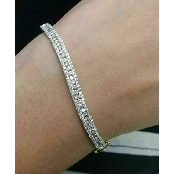 8Ct Round Cut Real Moissanite Tennis Men's Bracelet 14k White Gold Plated Silver