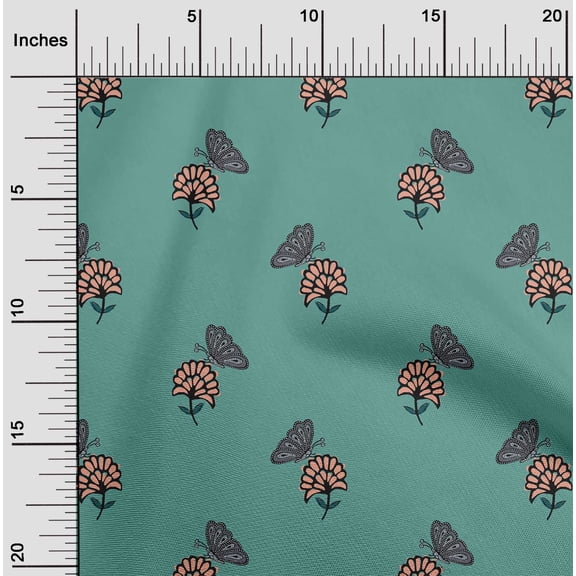 oneOone Cotton Flex Fabric Floral & Block Print Fabric BTY 40 Inch Wide
