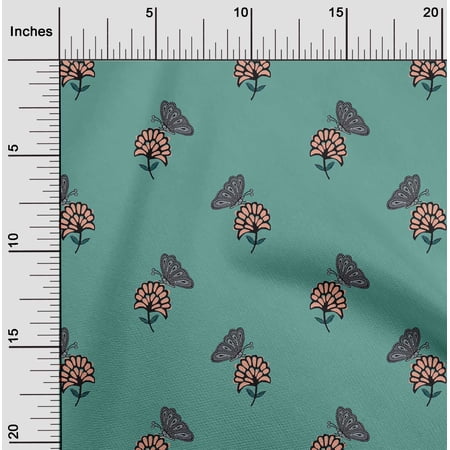 oneOone Cotton Poplin Fabric Floral & Block Print Fabric By Yard 42 Inch Wide
