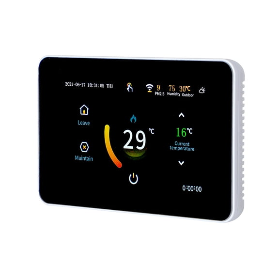 Electric Thermostat Home WiFi Smart Thermostat Programmable Thermostat 5 2/ 6 1/ 7 Days Schedule APP Remote Control Voice Control degrees Celsius /℉ PM2.5 Humidity Weather Display