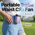 thumbnail image 5 of CoreLiving Portable Fan, Rechargeable Waist Fan and Personal Clip on Fan with 3 Speeds Strong Airflow, Hands Free Wearable Cooling Body Fan for Outdoor Work, Purple, 5 of 9