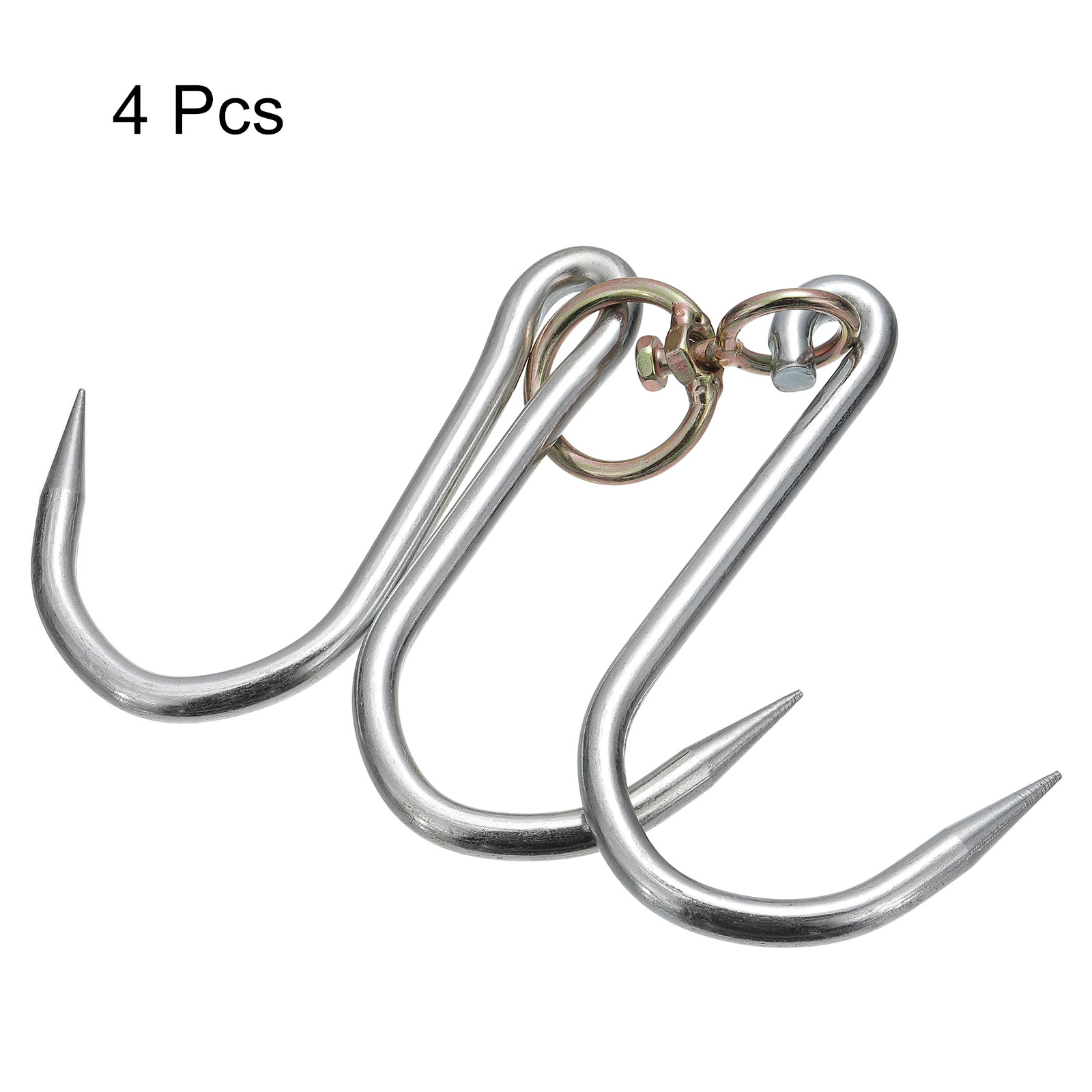 Unique Bargains Double Meat Hooks Galvanized Integrated Swivel Hooks Silver 12.2" x 0.33"