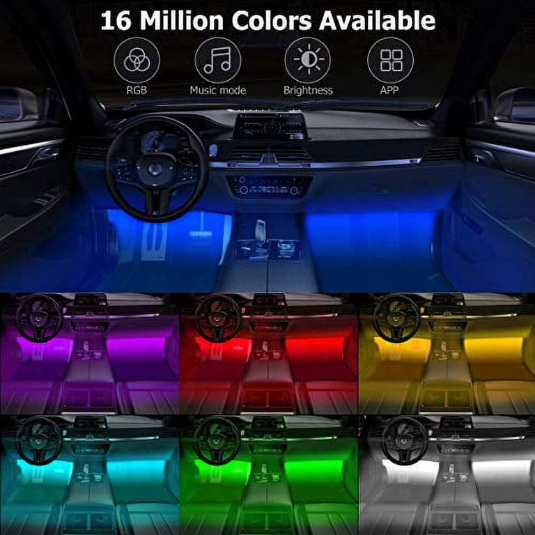 UALAU 72 LED Interior Car Lights, USB Car LED Lights APP Controller Party  Light Bar Sync to Music, Multi DIY Color Under Dash Lighting Kits Car