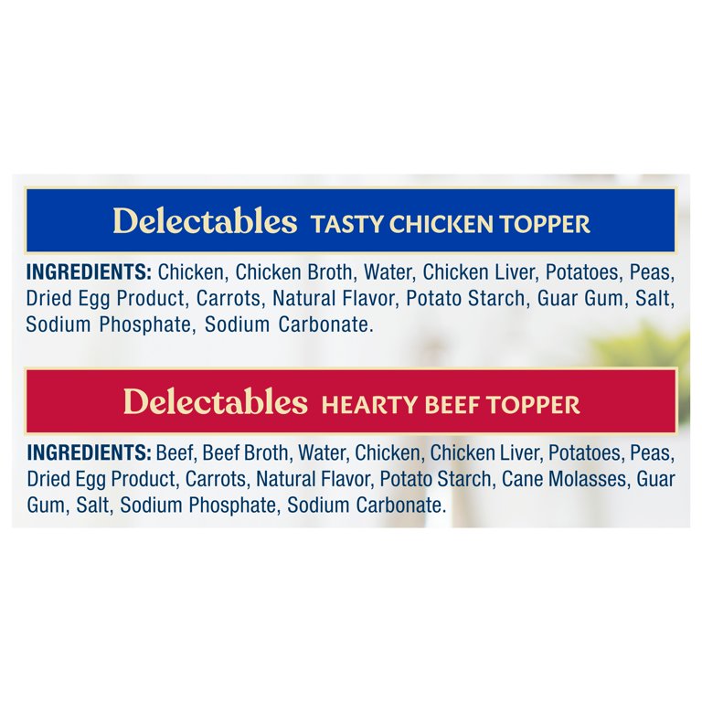 Blue Buffalo Delectables Topper Chicken Beef In Gravy Wet Dog Food Variety Pack for Adult Dogs Grain Free 3 oz. Pouches 12 Pack