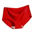 thumbnail image 5 of Alun Women's Ice Silk Panties Smoothing Seamless Breathable Stretchy Mid Waisted Underwear Stylish Hickey Print Soft Comfortable Crotch Briefs for Everyday Wear(B) 2-Red XXL, 5 of 7