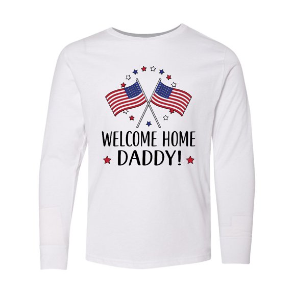 Inktastic Military Homecoming Welcome Home Daddy Long Sleeve Youth T-Shirt