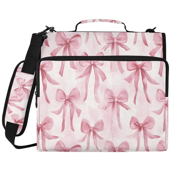 ALAZA Zipper Binder Watercolor Bow Pattern 2 inch 3 Ring 500 Sheet Capacity Trapper Keeper File Folder Organizer Bag